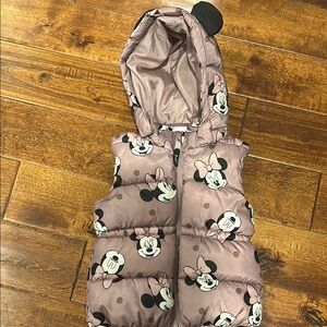 H&M Kids Minnie Mouse Puffer Vest - Pink and Black